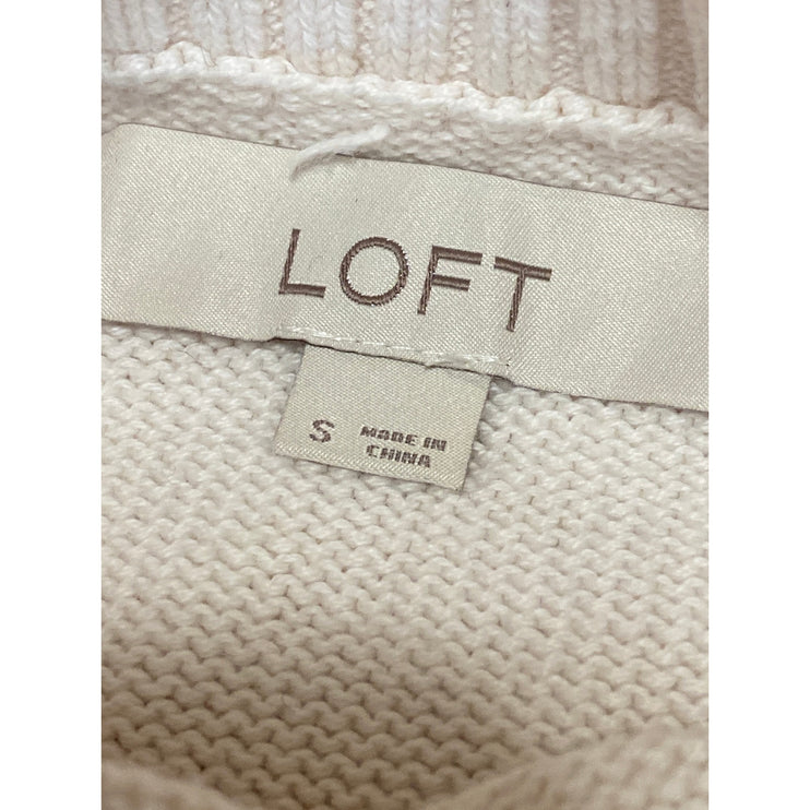 Ann Taylor LOFT White Ladybug Bateau Neck Long Sleeve Sweatshirt Sweater Top S