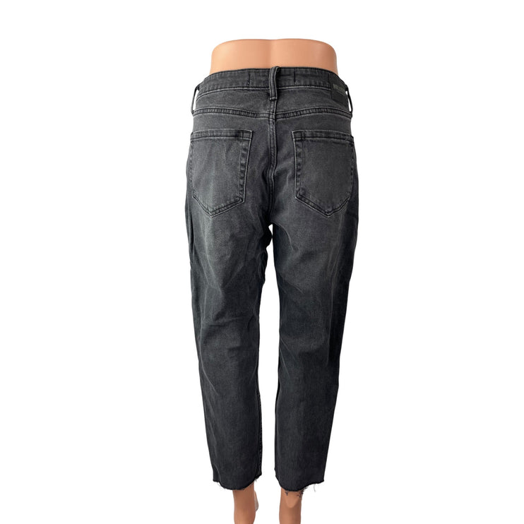 Hollister Curvy High Rise Women's Black Washed Cropped Mom Denim Jeans Size 5S