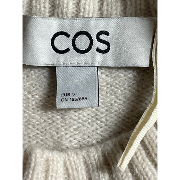 Cos 100% Wool Womens Cream Stripe Crew Neck Long Sleeve Sweatshirt Sweater Top S