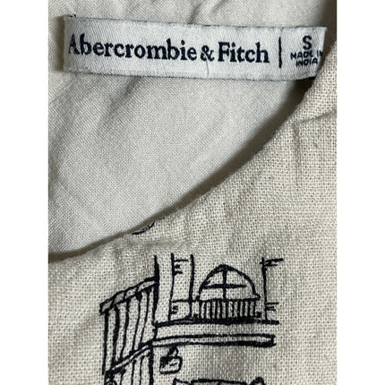 Abercrombie & Fitch Architectural Sketch Linen Sleeveless Crop Vest Tank Top S