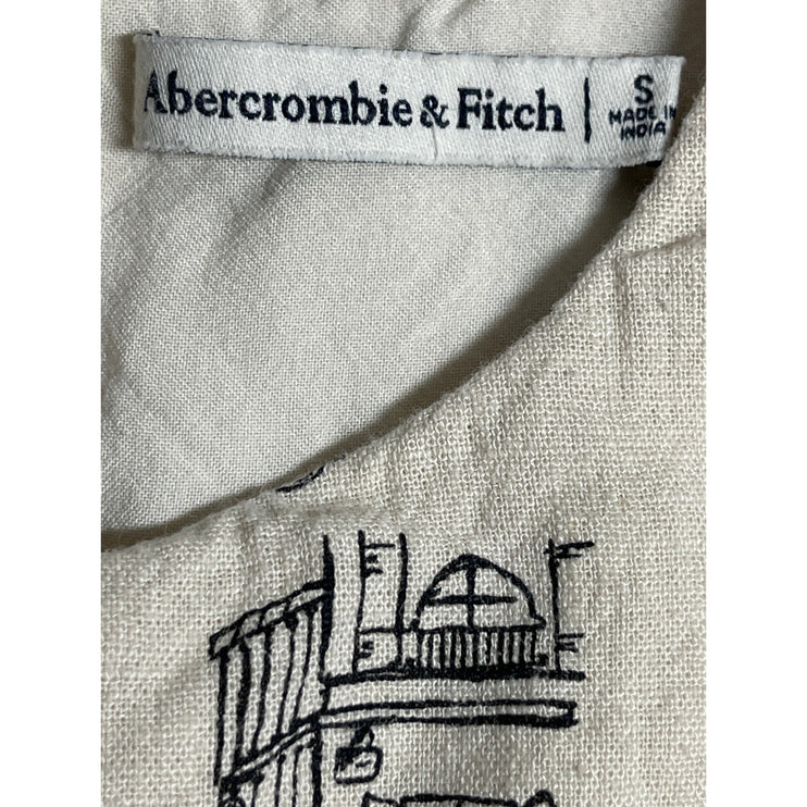 Abercrombie & Fitch Architectural Sketch Linen Sleeveless Crop Vest Tank Top S