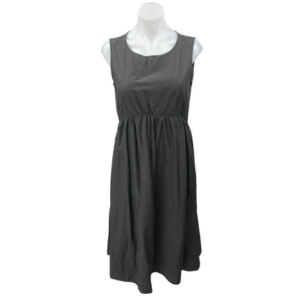 JOS Women's Gray Silk Sleeveless Pleated Crew Neck Midi A Line Tank Dress Sz 10
