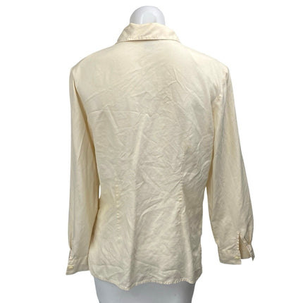 Vintage Anna and Frank Yellow 100% Silk Long Sleeve Button Up Shirt Top Size S
