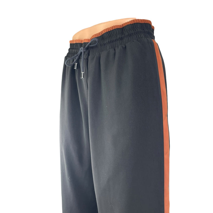 Oak + Fort Women's Black Elastic Waist High Rise Wide Leg Trouser Pants Size M
