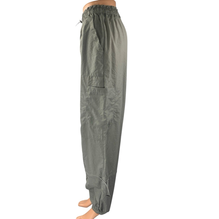 NEW White Fox Green Tapered Baggy Trousers Cargo Windbreaker Jogger Pants Sz XS