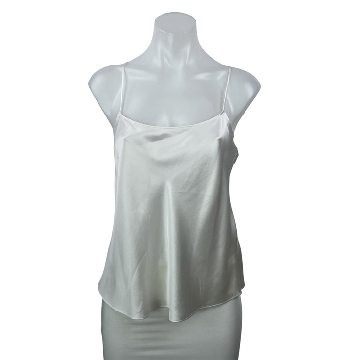 Club Monaco White Black Sleeveless Silk Satin Cami Camisole Two Tone Tank Top SP
