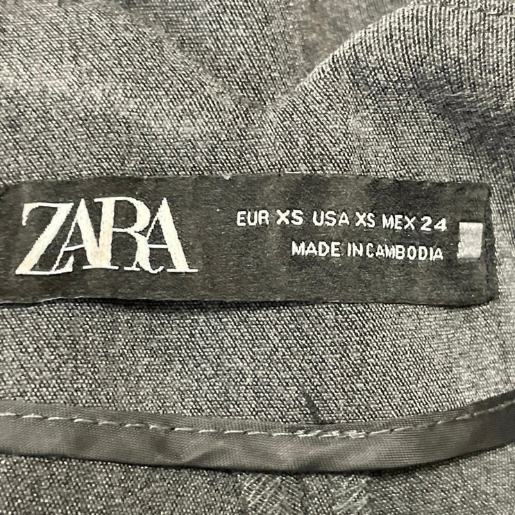 Zara Women's Gray High Waisted Straight  Skinny Ankle Trousers Dress Pants Sz XS