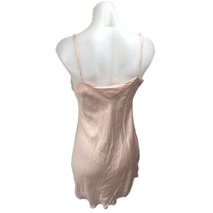 Vintage Kis n Touch 100% Silk Satin Pink Sleeveless Cami Mini Slip Dress Size M