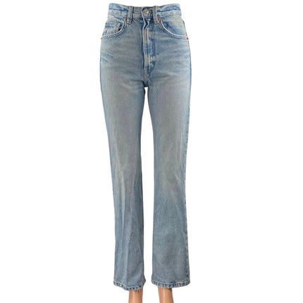 Zara Women's Blue High Waisted Light Wash Flared Bootcut Denim Jeans Size 32
