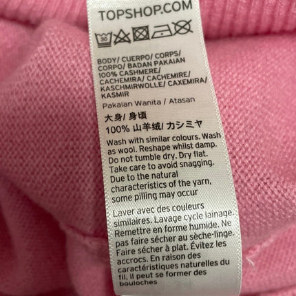Topshop Women's Pink 100% Cashmere Crew Neck Cutout Long Sleeve Sweater Size XS