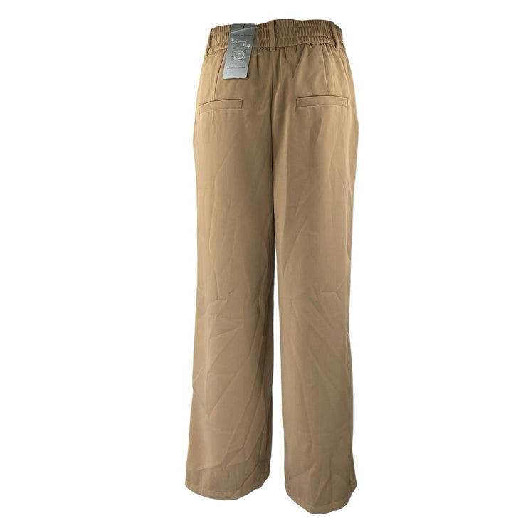 NEW Sarin Mathews Brown Tan Pleated High Waist Wide Leg Trousers Dress Pants S