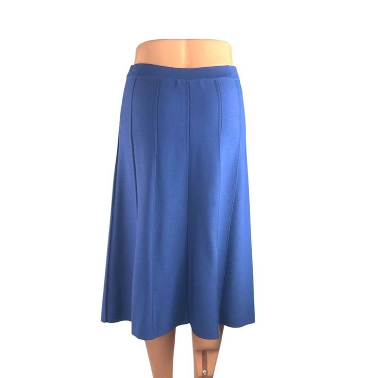 Romeo & Juliet Couture Women's Blue Knit High Rise Midi Flare A-Line Skirt Sz S