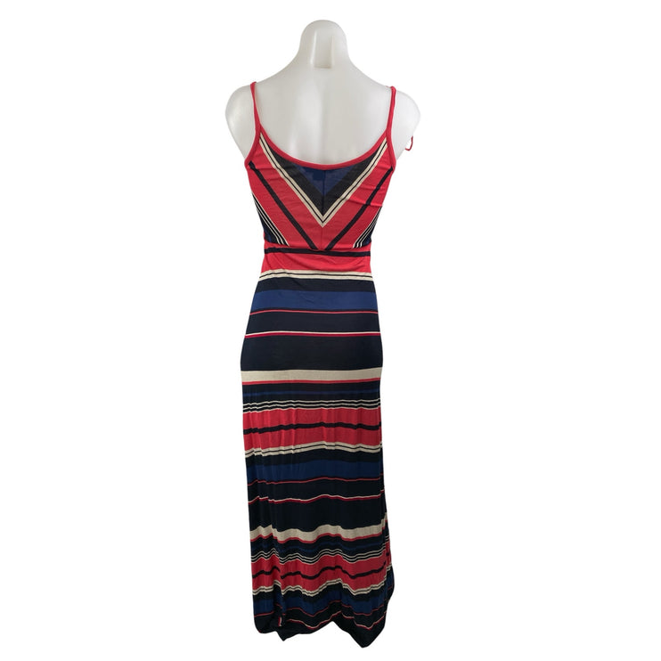 French Connection Multicolor Striped V Neck Sleeveless Maxi Bodycon Tank Dress 6
