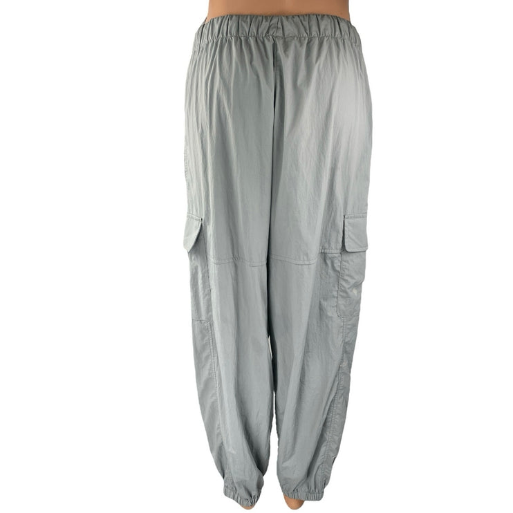 Zara Women's Gray Elastic Waist Drawstring Windbreaker Cargo Jogger Pants Size S