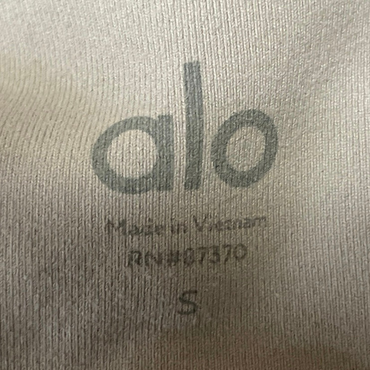 Alo Yoga Women's Gray Ribbed Mesh Workout Moto Athletic Leggings Pants Size S