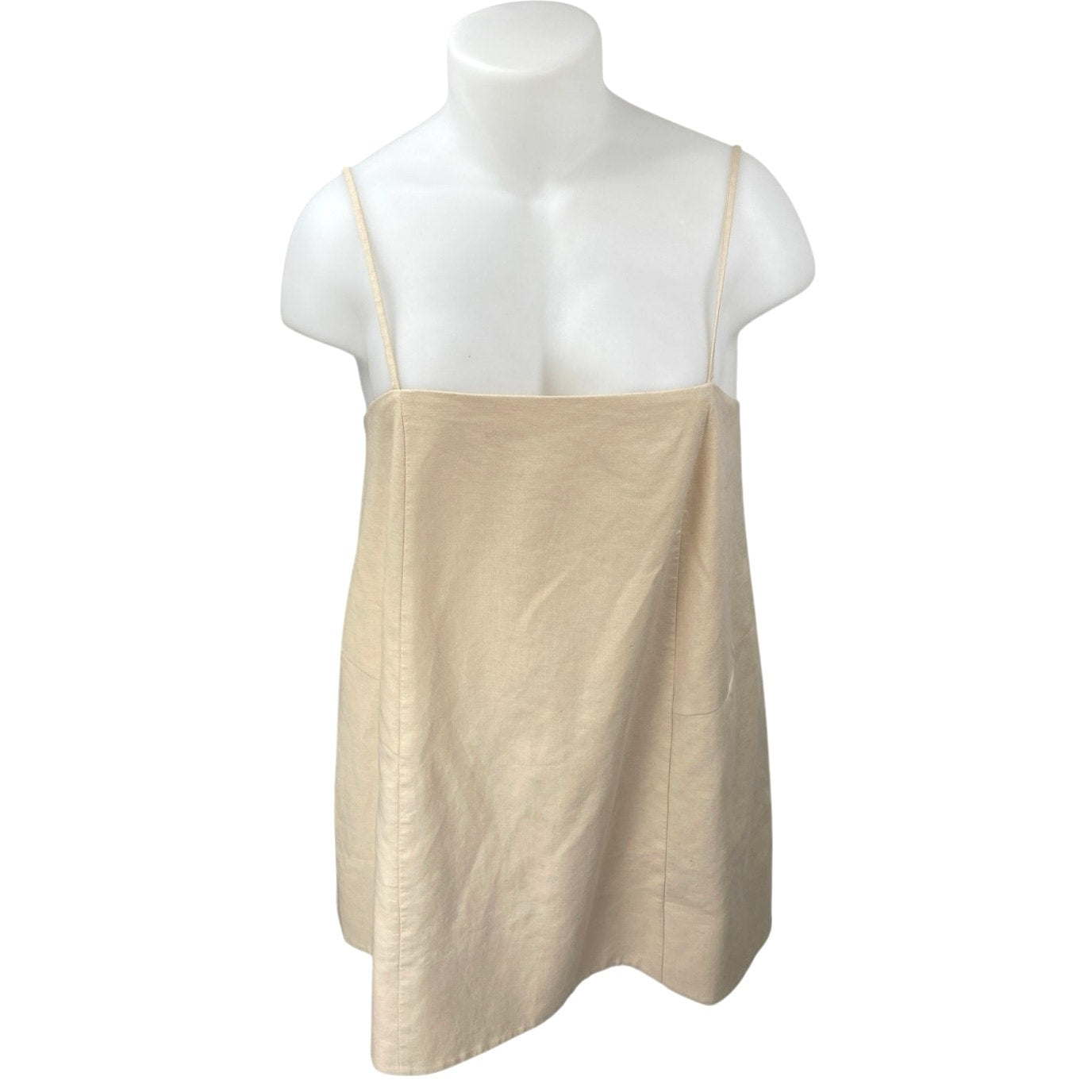 NEW Anthropologie Mare Mare Beige Linen Sleeveless Cami A Line Mini Dr –  Brie