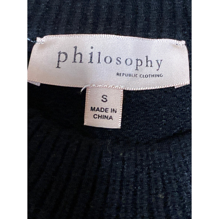 Philosophy Women's Black Striped Crew Neck Long Sleeve Sweatshirt Sweater Top S