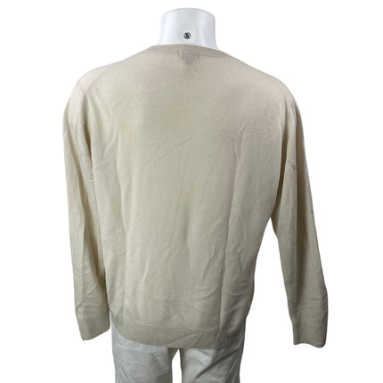 Uniqlo 100% Cashmere Men's Beige Long Sleeves Knit Crew Pullover Sweater Top M