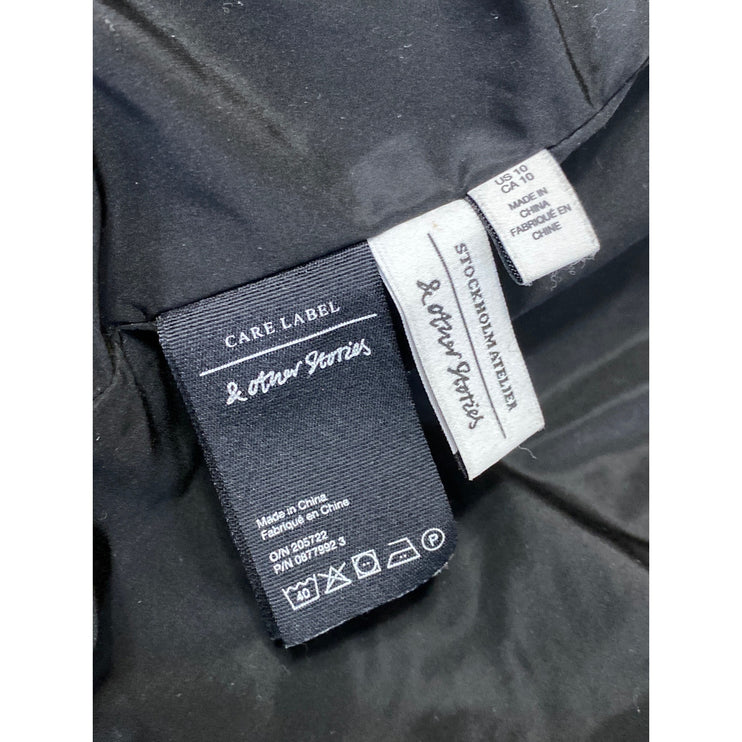 & Other Stories Women's Black Quilted Puffer Long Sleeve Oversize Jacket Size 10