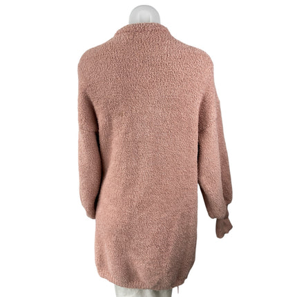 Fashion Nova Pink Fuzzy Knit Open Front Long Sleeve Oversized Cardigan Sweater M