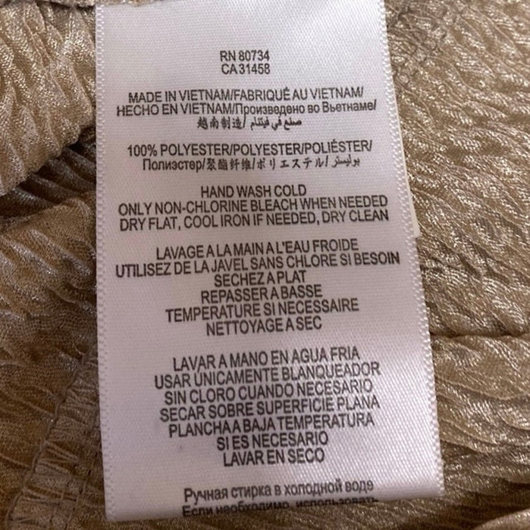 BCBGeneration Womens Beige Metallic Short Sleeve Cutout Blouse Shirt Top Size S