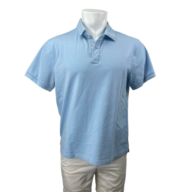 J.Crew Flex Pique Men's White Untucked Short Sleeve Golf Polo Shirt Top Size L