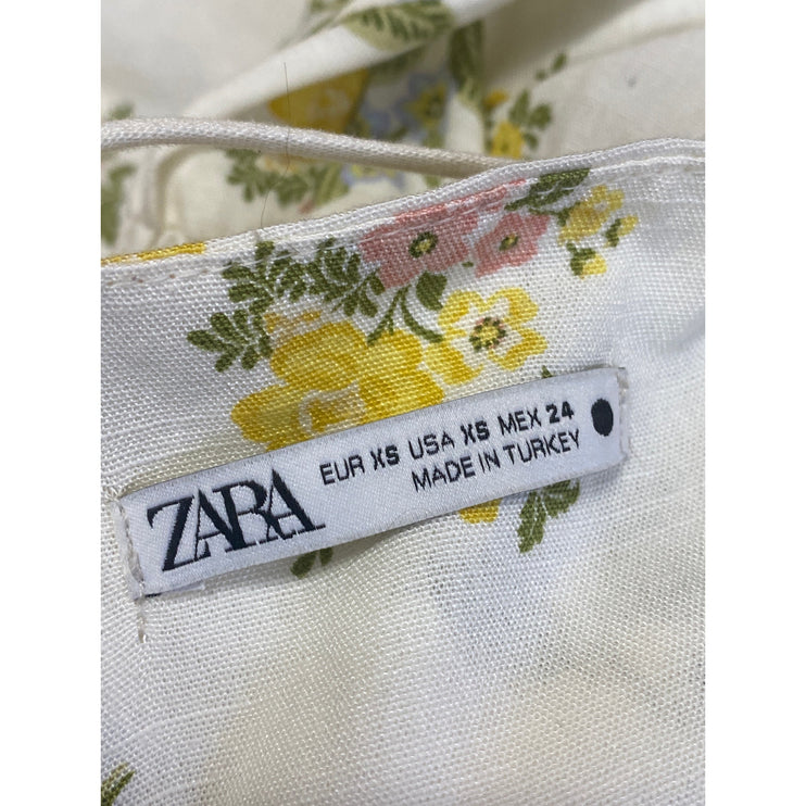 Zara Women's Multicolor Linen Floral Sleeveless Cami Camisole Maxi Tank Dress XS