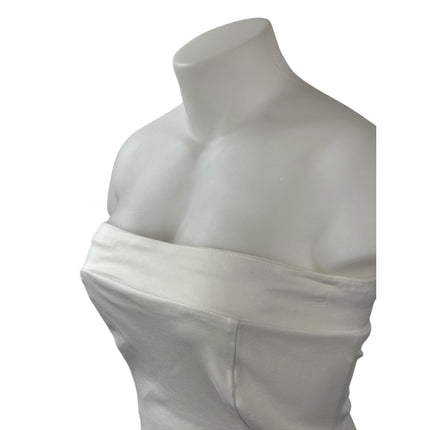 RNWY Women's White Strapless Tube Bandeau Fitted Bustier Mini Bodycon Dress Sz L