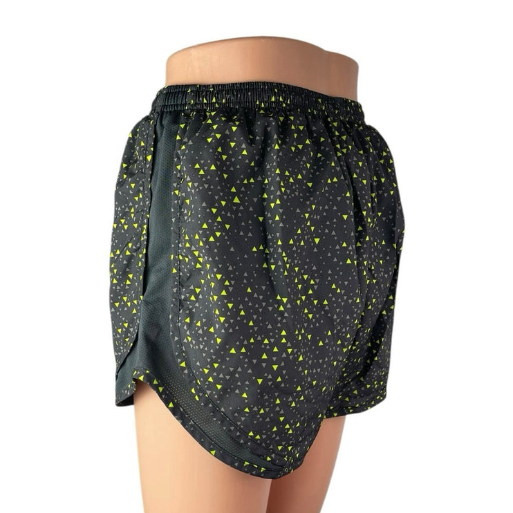 Nike Tempo Dri Fit Women's Black Green Geometric Yoga Athletic Running Shorts M