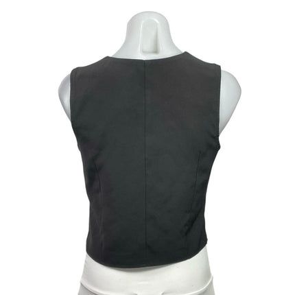 Commense Women's Dark Gray V Neck Button Down Sleeveless Vest Shirt Top Size XS