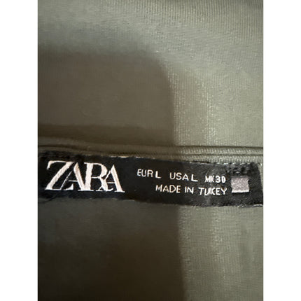 Zara Women's Olive Green Sleeveless Scoop Neck Casual Cami Crop Tank Top Size L