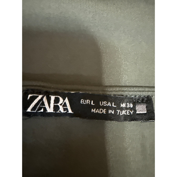 Zara Women's Olive Green Sleeveless Scoop Neck Casual Cami Crop Tank Top Size L