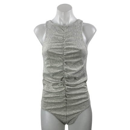 WeWoreWhat Women's Heather Gray Sleeveless Knit Ruched Tank Bodysuit Top Size M