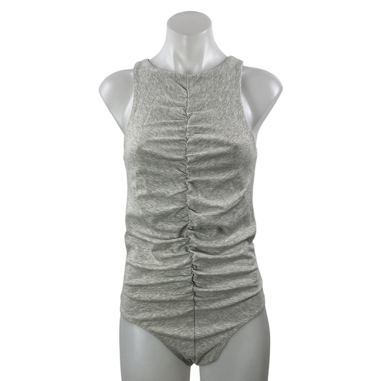 WeWoreWhat Women's Heather Gray Sleeveless Knit Ruched Tank Bodysuit Top Size M
