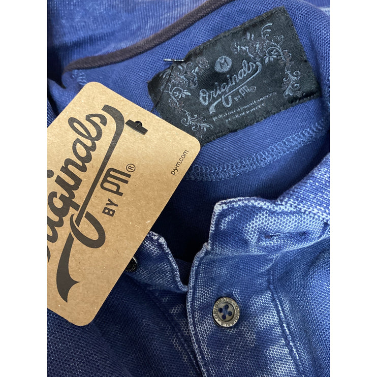 NEW Originals Men's Blue Washed Barcelona Crest Short Sleeve Polo Shirt Top M