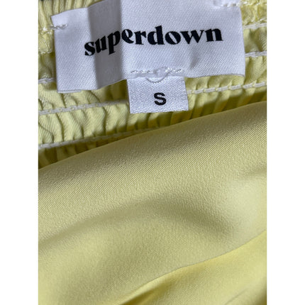 Superdown Yellow Sleeveless Tie Strap V Neck Smocked Tank Cami Crop Top Size S