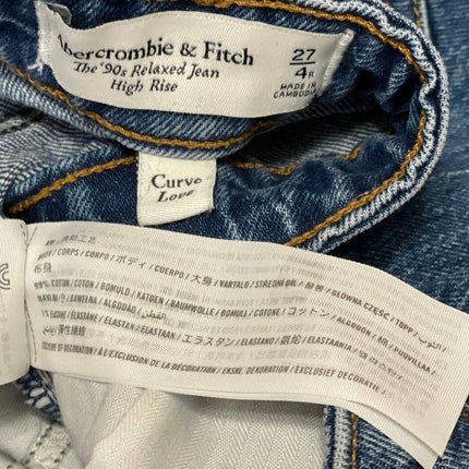 Abercrombie & Fitch The 90s Relaxed High Rise Straight Blue Denim Jeans Size 27