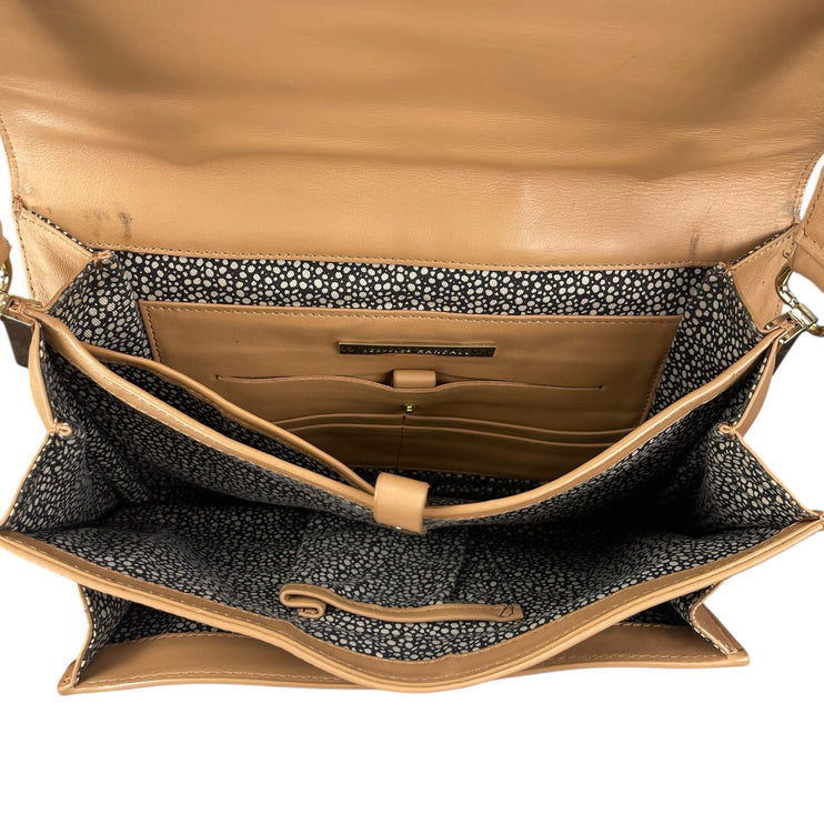 Loeffler Randall Tan Leather Envelope Style Handheld Worn Crossbody Shoulder Bag