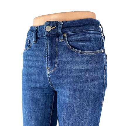 Zara Women's Blue High Waisted Slim Medium Wash Flare Bootcut Denim Jeans Size 2