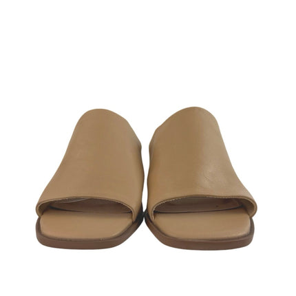 NEW Joie Olympia Tan Beige Block Heel Open Toe Slip On Slide Mule Sandals Sz 10