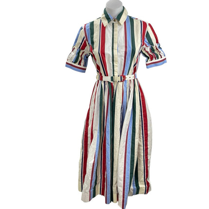 MSRP $1,290 La DoubleJ Libertine Striped Jacquard Midi A-Line Shirt Dress Sz XS