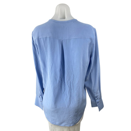 Equipment Womens Blue 100% Silk Button Front Long Sleeve Shirt Blouse Top Size S