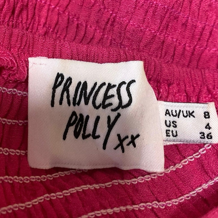 Princess Polly Pink Long Balloon Sleeve Cutout Twist Front Crop Blouse Top 4