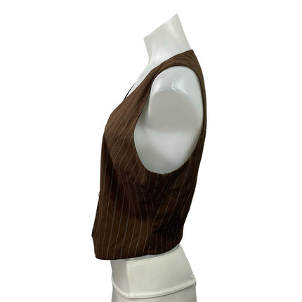 Reformation Women's Brown Sleeveless Pinstriped V-neck Crop Sweater Vest Top 8
