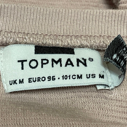 Topman Men's Brown Tan Rib Knit Crewneck Short Sleeve Casual Tee T-shirt Top M