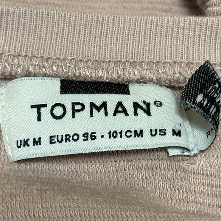 Topman Men's Brown Tan Rib Knit Crewneck Short Sleeve Casual Tee T-shirt Top M