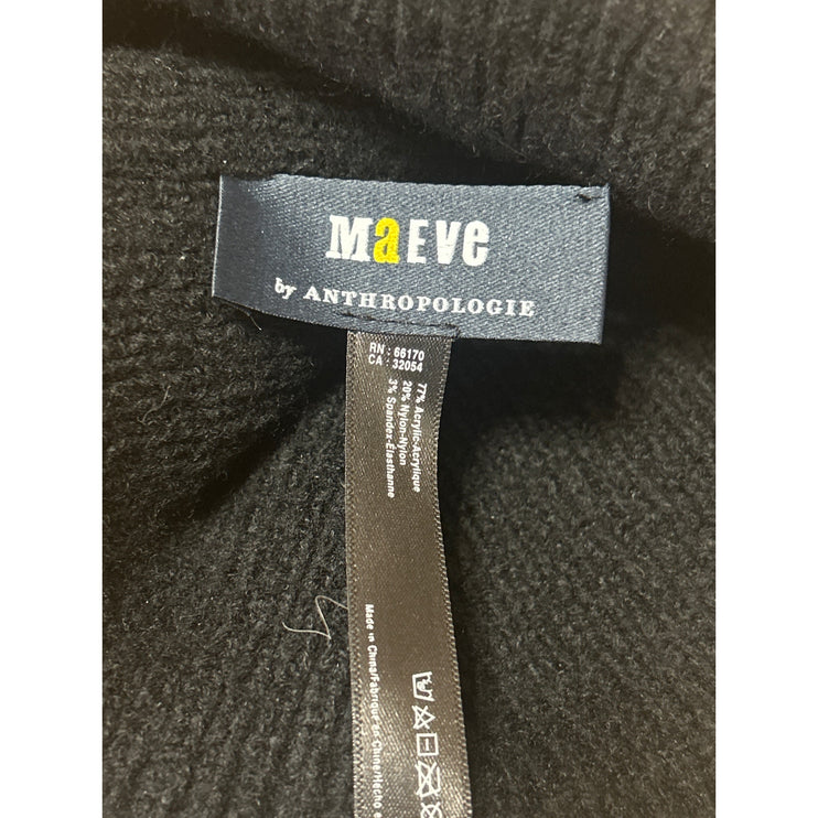 Anthropologie Maeve Womens Black White Colorblock Striped Knit Bonnet Beanie