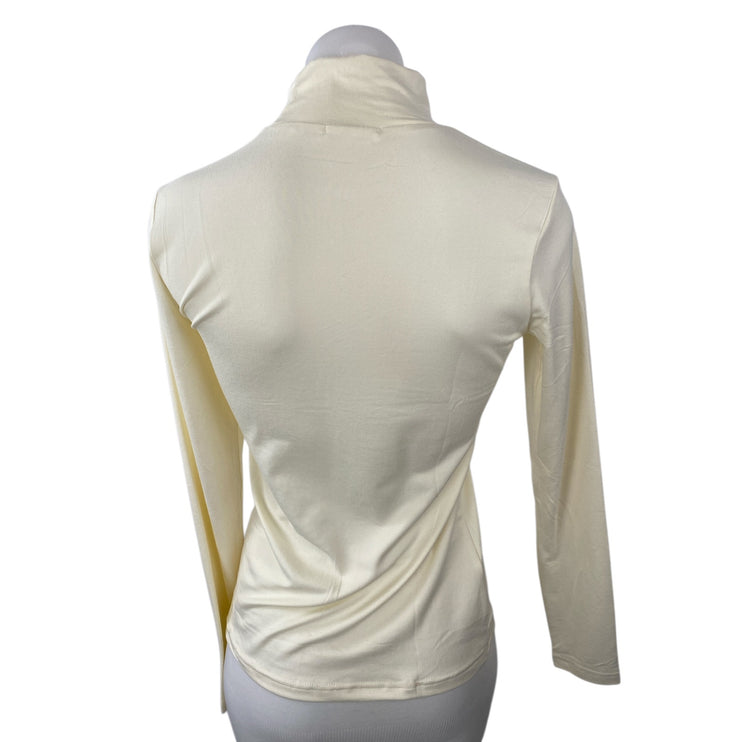 NEW Ekouaer Womens Cream Mock Neck Long Sleeve Slim Casual T-Shirt Sweater Top S
