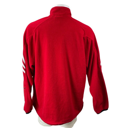 Adidas Men's Bright Red Striped Turtleneck Full Zip Athletic Track Jacket Sz XL