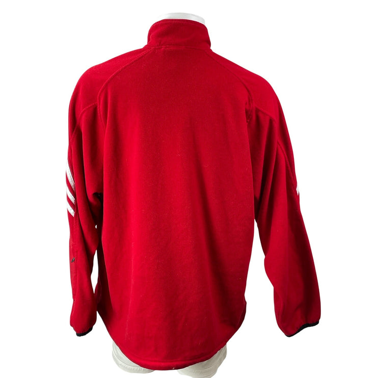 Adidas Men's Bright Red Striped Turtleneck Full Zip Athletic Track Jacket Sz XL